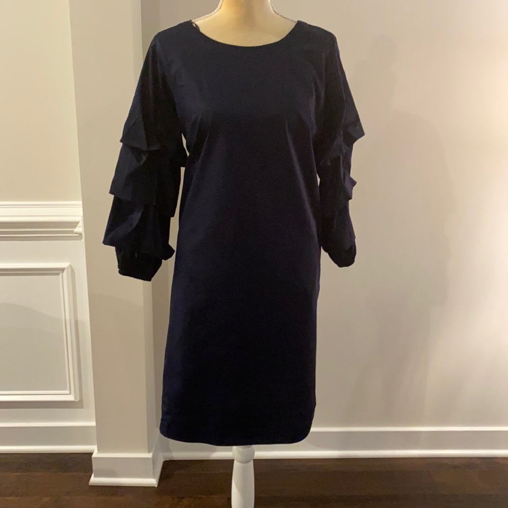 Dress with ruffle sleeve.